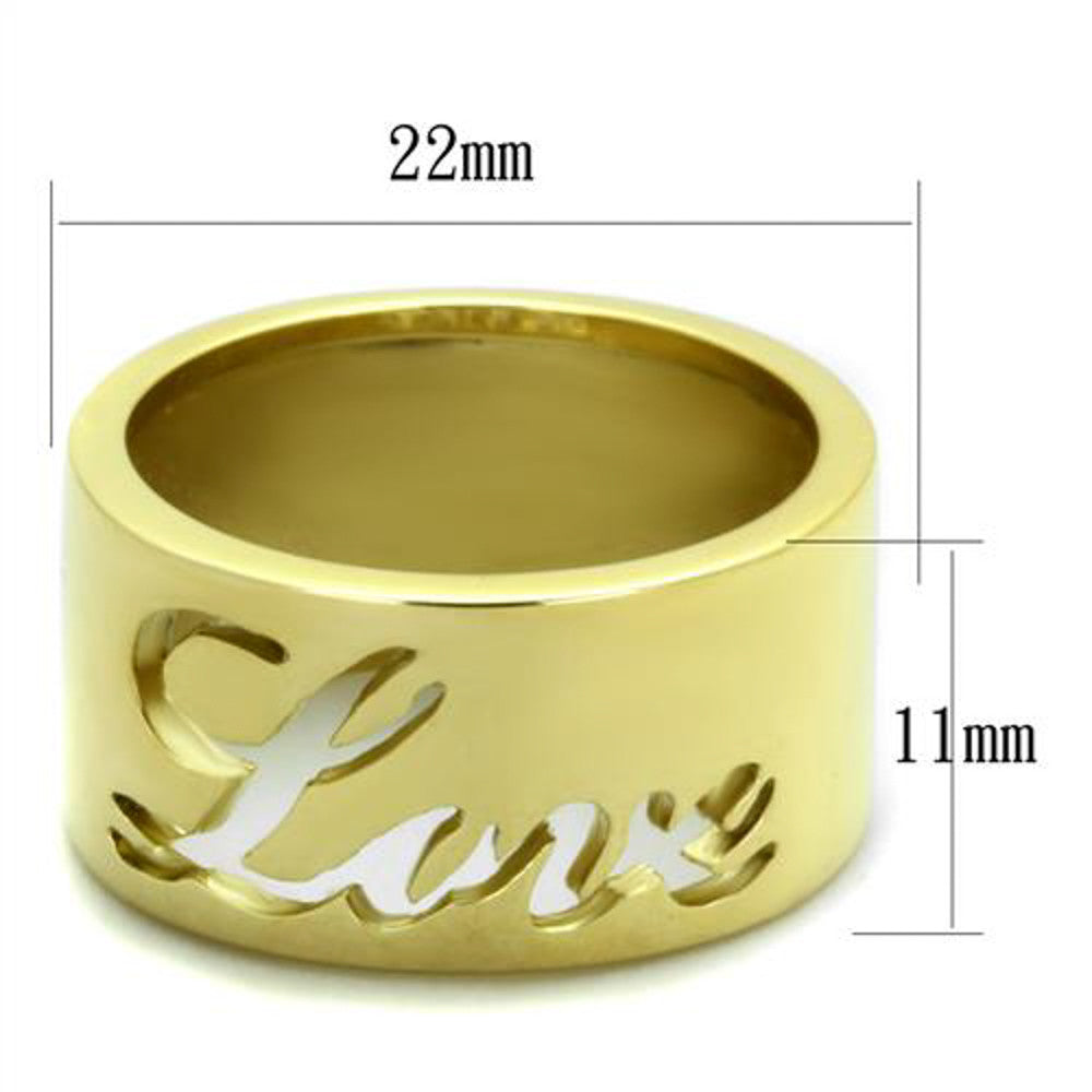 ARTK1878 Stainless Steel 316 Gold Plated 11mm Wide Love Wedding Band Ring Sizes 5-10